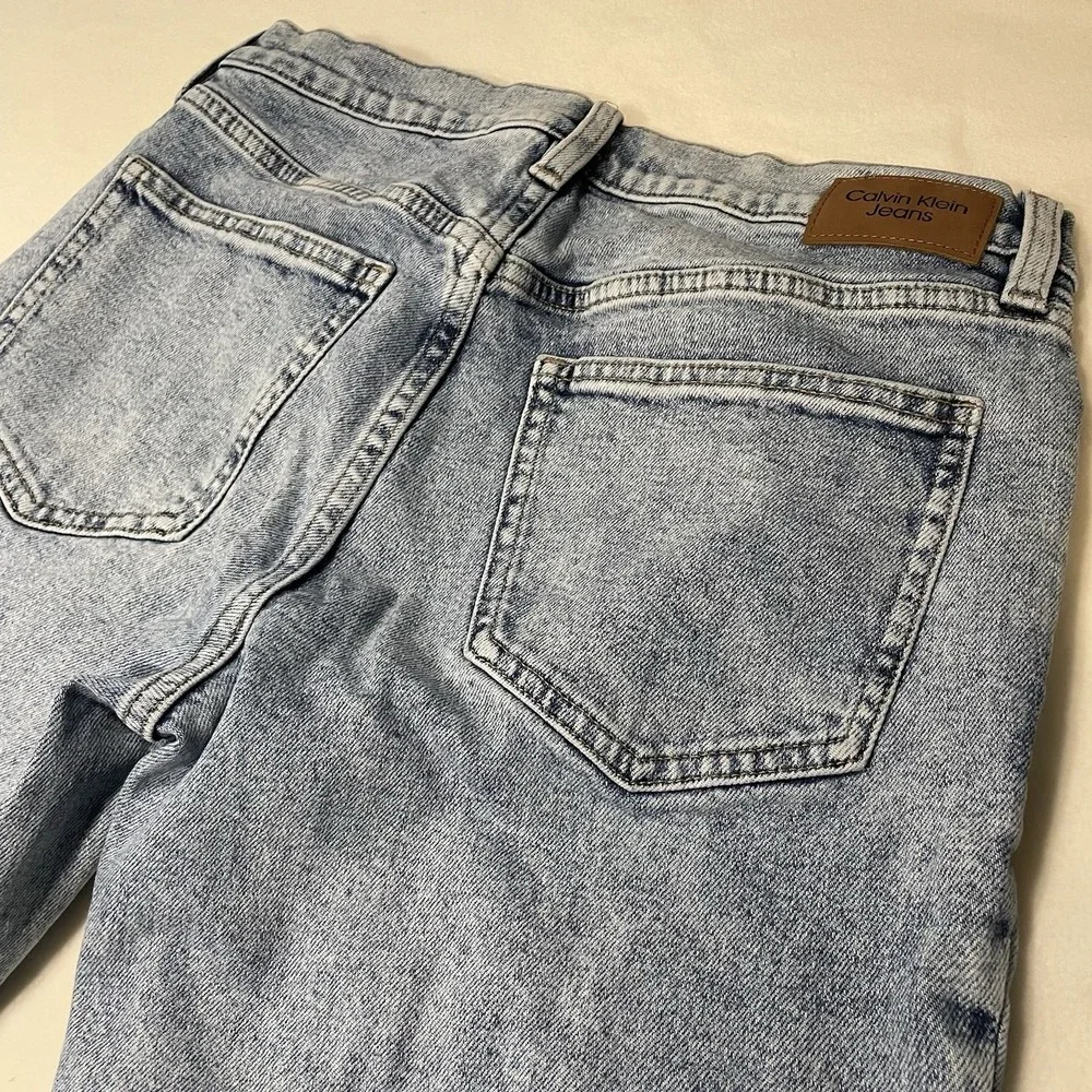 Calvin Klein Womens Mid-Rise Tapered Leg Blue Jeans Size 26 Frayed‎ Ankles
